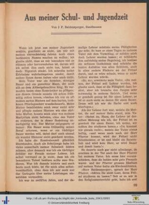 Aus meiner Schul- und Jugendzeit.