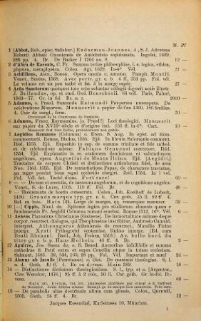Catalogus librorum catholicum et literarum et rerum studia, Pars secunda. Bibliotheca Scholastico-philosophico-dogmatica : patres et doctores ecclesiae, theologici medii aevi et recentioris temporis scriptores, Aristoteles, S. Bonaventura, Duns Scotus, Lombardus, S. Thomas Aquinas aliique philosophi, eorum scholae, commentatores, adversarii