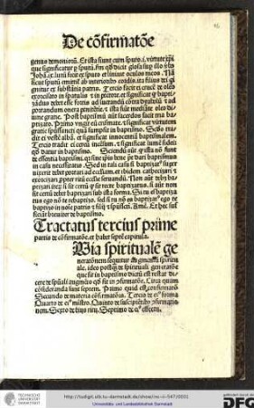 Tractatus tertius prime partis de confirmatione et habet septem capitula.