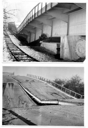 Sulzbachviadukt in km 186,136 1945 gesprengter Überbau L = 365 m.