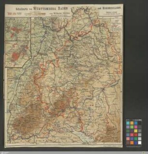 Schulkarte von Württemberg, Baden und Hohenzollern