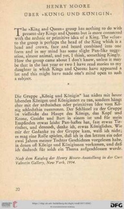 Henry Moore - über »König und Königin«