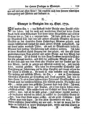 II. Ebenezer in Georgien den 29. Sept. 1752.