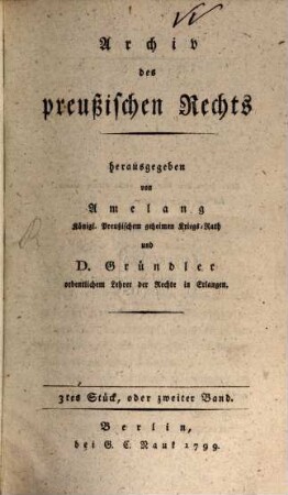 Archiv des preußischen Rechts. 2. 1799