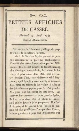No CXX (Vendredi 19. Aoust 1785)