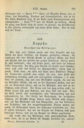 LIX. Sappho. Trauerspiel von Grillparzer