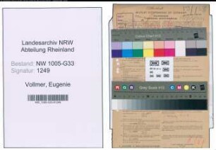 Entnazifizierung Eugenie Vollmer , geb. 09.12.1889 (Lehrerin)