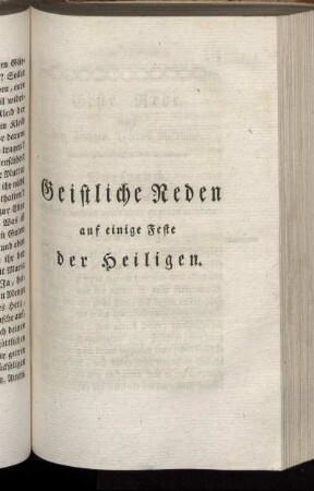 Geistliche Reden auf einige Feste der Heiligen.