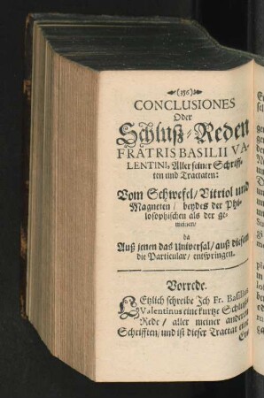 Conclusiones Oder Schluß-Reden Fratris Basilii Valentini, ...