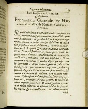 Pars Dogmatica Harmoniæ Confessionum.
