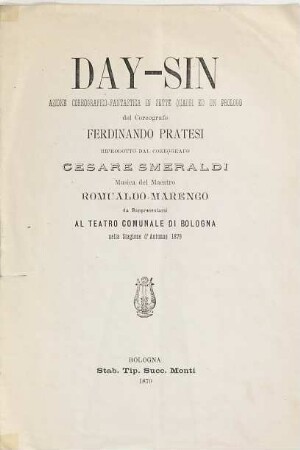 Day-Sin : azione coreografico-fantastica in sette quadri ed un prologo ; da rappresentarsi al Teatro Comunale di Bologna nella stagione d'autunno 1879