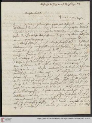 Korrespondenz Heinrich Rettig / Carl Ullmann: Brief von Heinrich Rettig an Carl Ullmann
