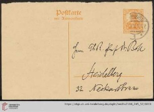 Karte von Aby Moritz Warburg an Franz Boll