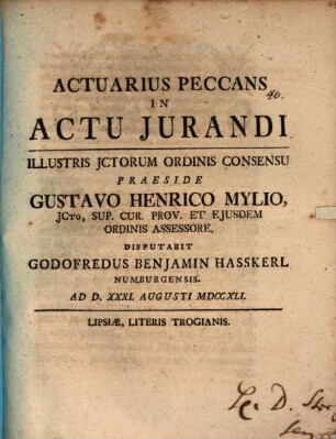 Actuarius peccans in actu iurandi