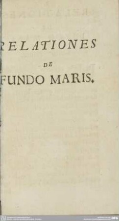 Relationes de fundo maris