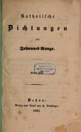 Katholische Dichtungen von Johannes Ronge, 1