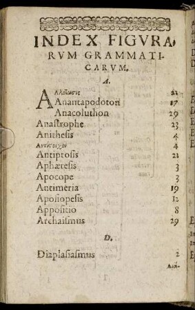 Index Figurarum Grammaticarum.
