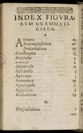 Index Figurarum Grammaticarum.