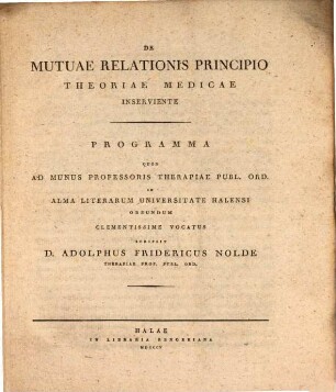 De mutuae relationis principio theoriae medicae inserviente
