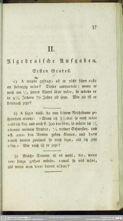 II. Algebraische Aufgaben