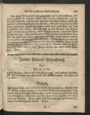 Zweyte Paßions-Betrachtung.