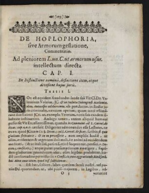 Cap. I. De Distinctione nominis, definitione item, atque divisione huius iuris.
