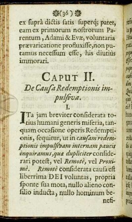Caput II. De Causa Redemptionis impulsiva.