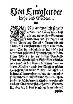 Von Einigkeit der Lehr und Predicanten.
