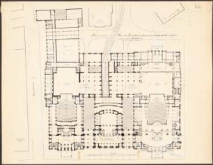 Königliche Oper (auch: Staatsoper unter den Linden, Lindenoper), Berlin Erweiterung - V. Projekt: Grundriss in Parketthöhe