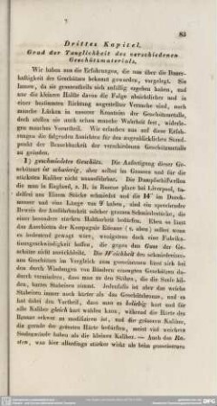 Drittes Kapitel. Grad der Tauglichkeit des verschiedenen Geschützmaterials