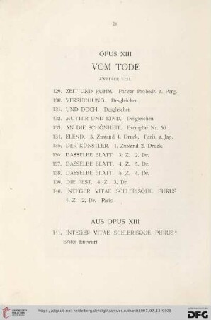 Opus XIII. Vom Tode (Nr. 129-141)