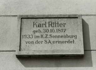 Gedenktafel für Karl Ritter