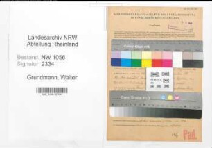 Entnazifizierung Walter Grundmann , geb. 03.11.1893 ()