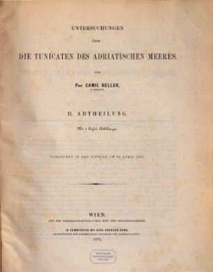 Untersuchungen über die Tunicaten des adriatischen Meeres, II