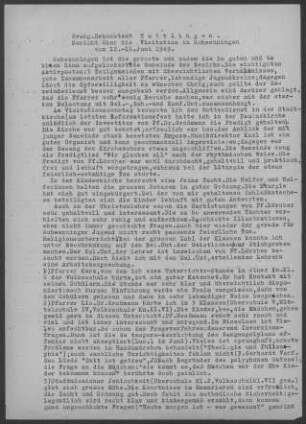 Schwenningen: Visitationsbericht mit Pfarrbericht 1949