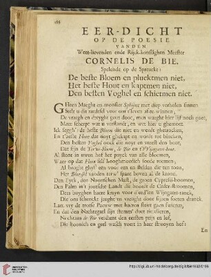 Eer-Dicht op de poesie vanden Weet-lievenden ende Rijck-konstighen Meester Cornelis de