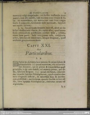 Caput XXI. De Particularibus