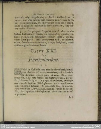 Caput XXI. De Particularibus