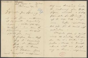 Brief an Ludwig Strecker  und B. Schott's Söhne : 20.07.1905