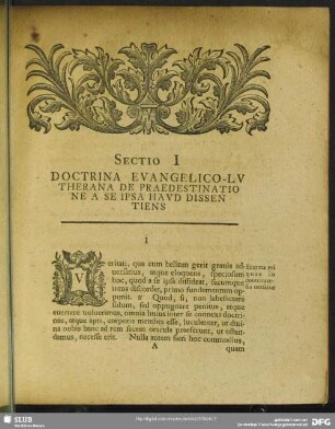 Sectio I. Doctrina Evangelio Lutherana De Praedestinatione A Se Ipsa Haud Dissentiens