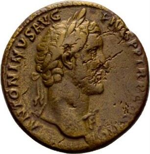 Sesterz des Antoninus Pius mit Darstellung der römischen Wölfin