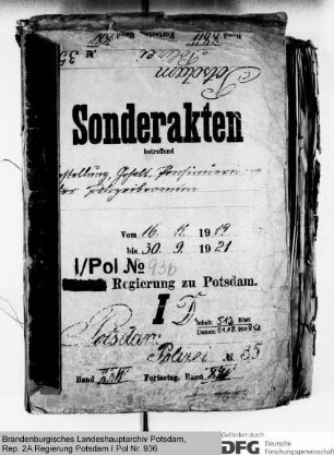 Anstellung, Gehalt, Pensionierung der staatlichen Polizeibeamten in Potsdam