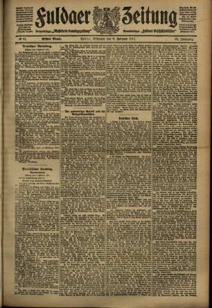 Erste Ausgabe vom Mittwoch, den 08. Februar 1911.