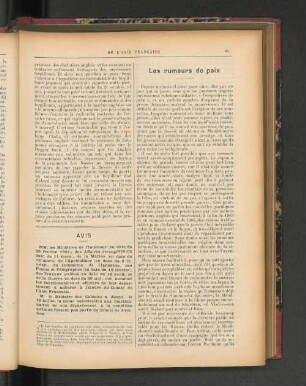 Les rumeurs de paix.