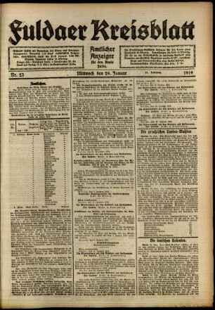 Ausgabe vom Mittwoch, den 29. Januar 1919.