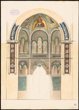 Evangelische Gnadenkirche (Augustakirche), Berlin-Mitte Ausführungsprojekt: Innenansicht des Chors