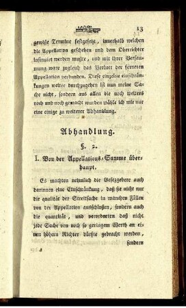 I. Von der Appellations-Summe überhaupt.