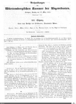 267. Sitzung, Stuttgart, 13.3.1855