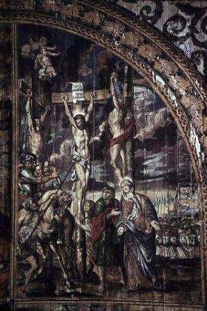 Bildfeld im Tonnengewölbe: Kreuzigung Christi