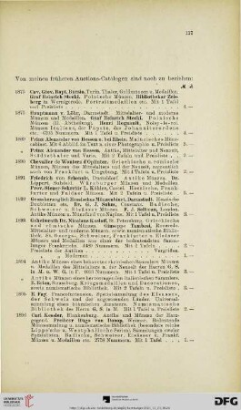 Von meinen früheren Auctions-Catalogen sind noch zu beziehen